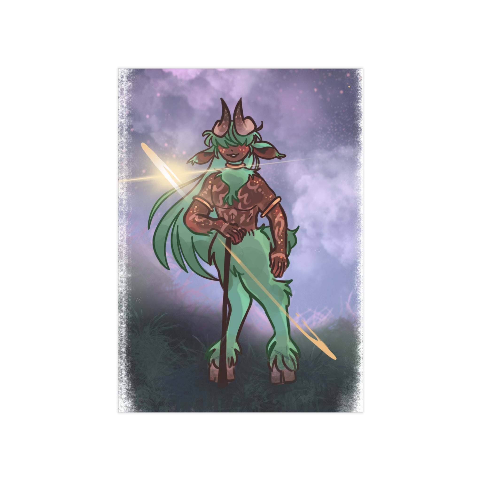 Mystic Satyroid Art Print — Light Green & Chocolate Unframed Print