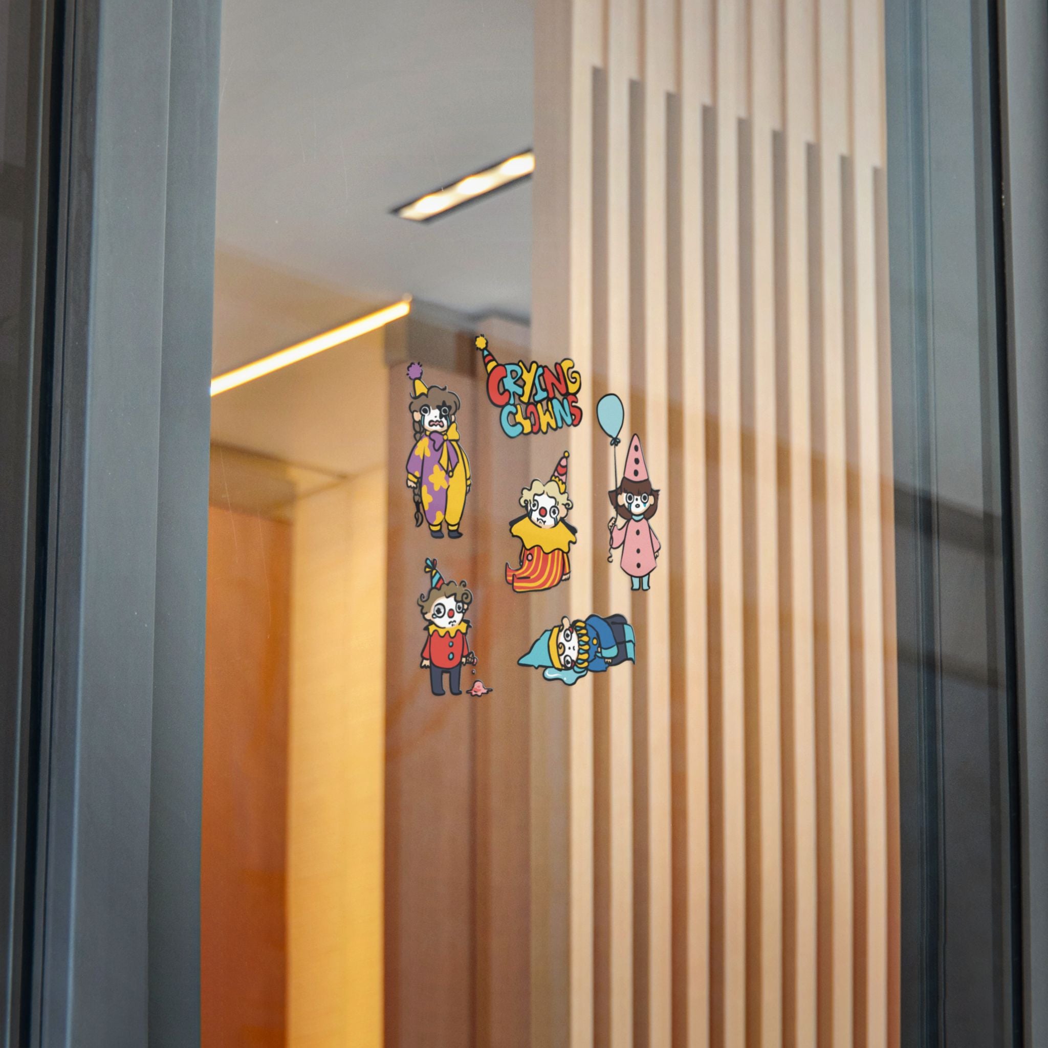 Crying Clowns Die-Cut Sticker — Cute Colorful Sad Clowns