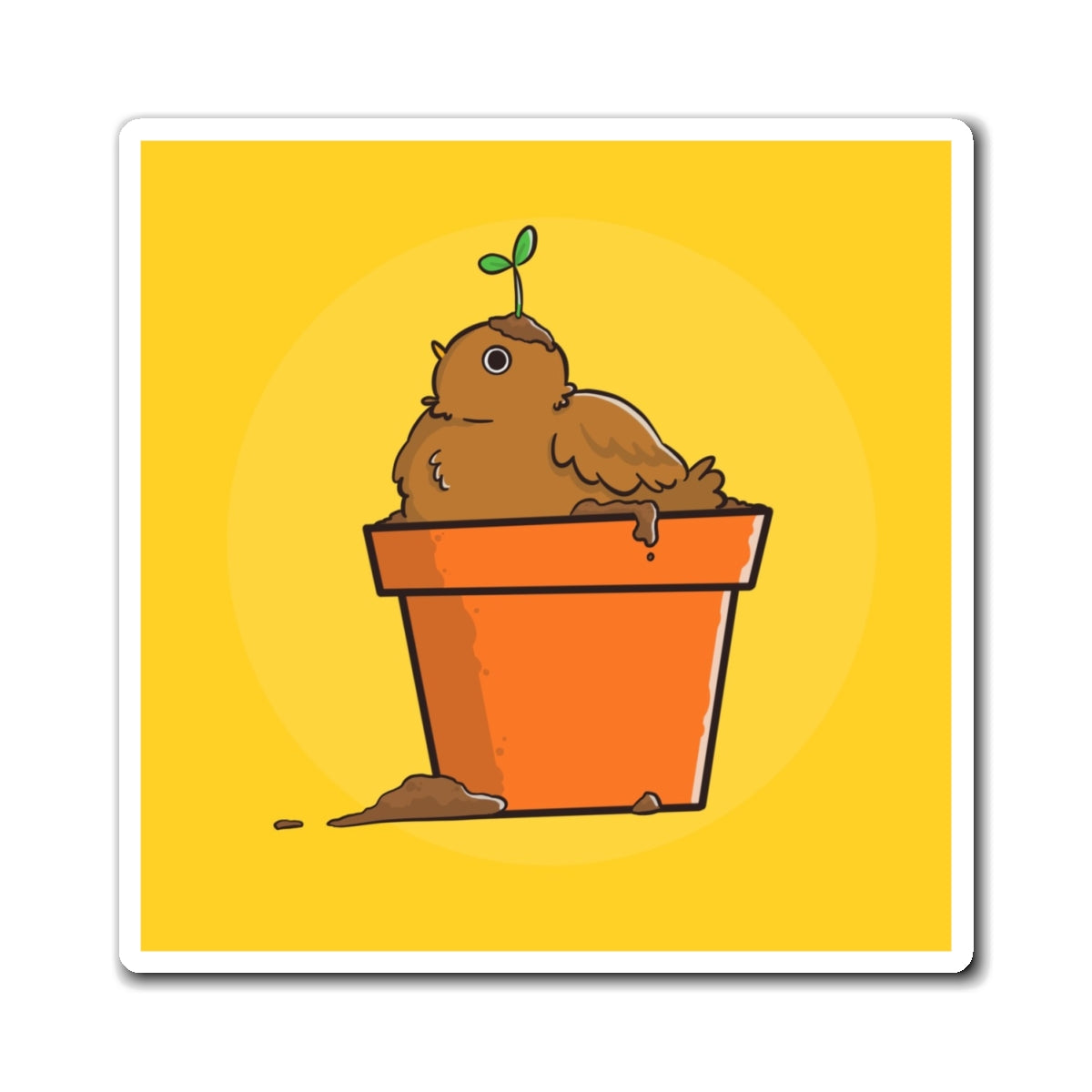 Cute Plantpot Bird Magnet — Whimsical Garden Decor Fridge Magnet