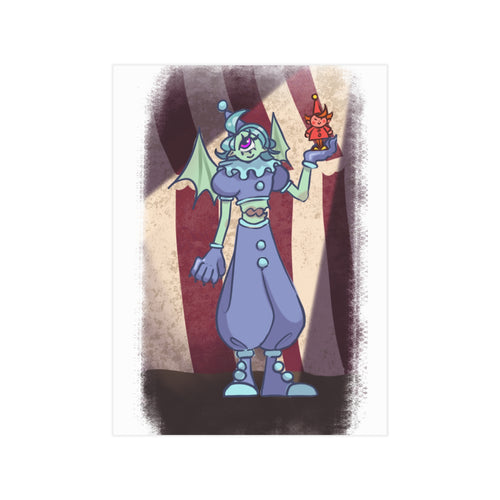 Creepy Carnival Clown Art Print — Unframed Horror Illustration