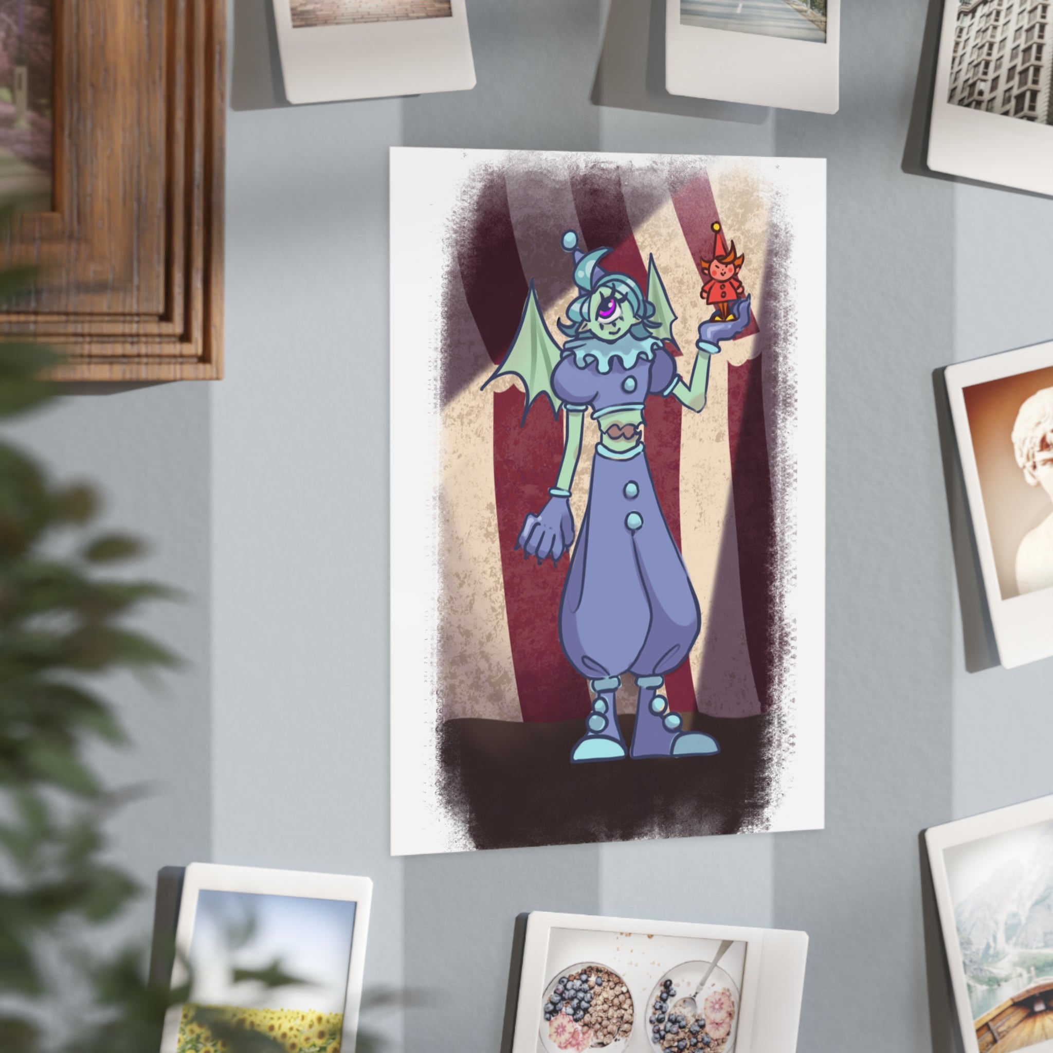 Creepy Carnival Clown Art Print — Unframed Horror Illustration