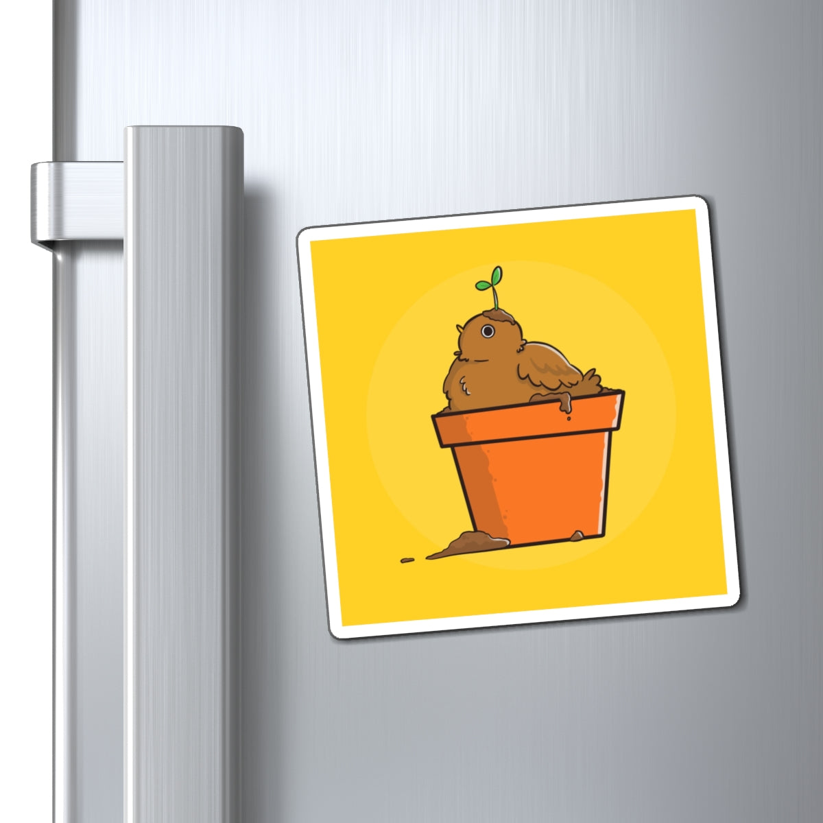 Cute Plantpot Bird Magnet — Whimsical Garden Decor Fridge Magnet