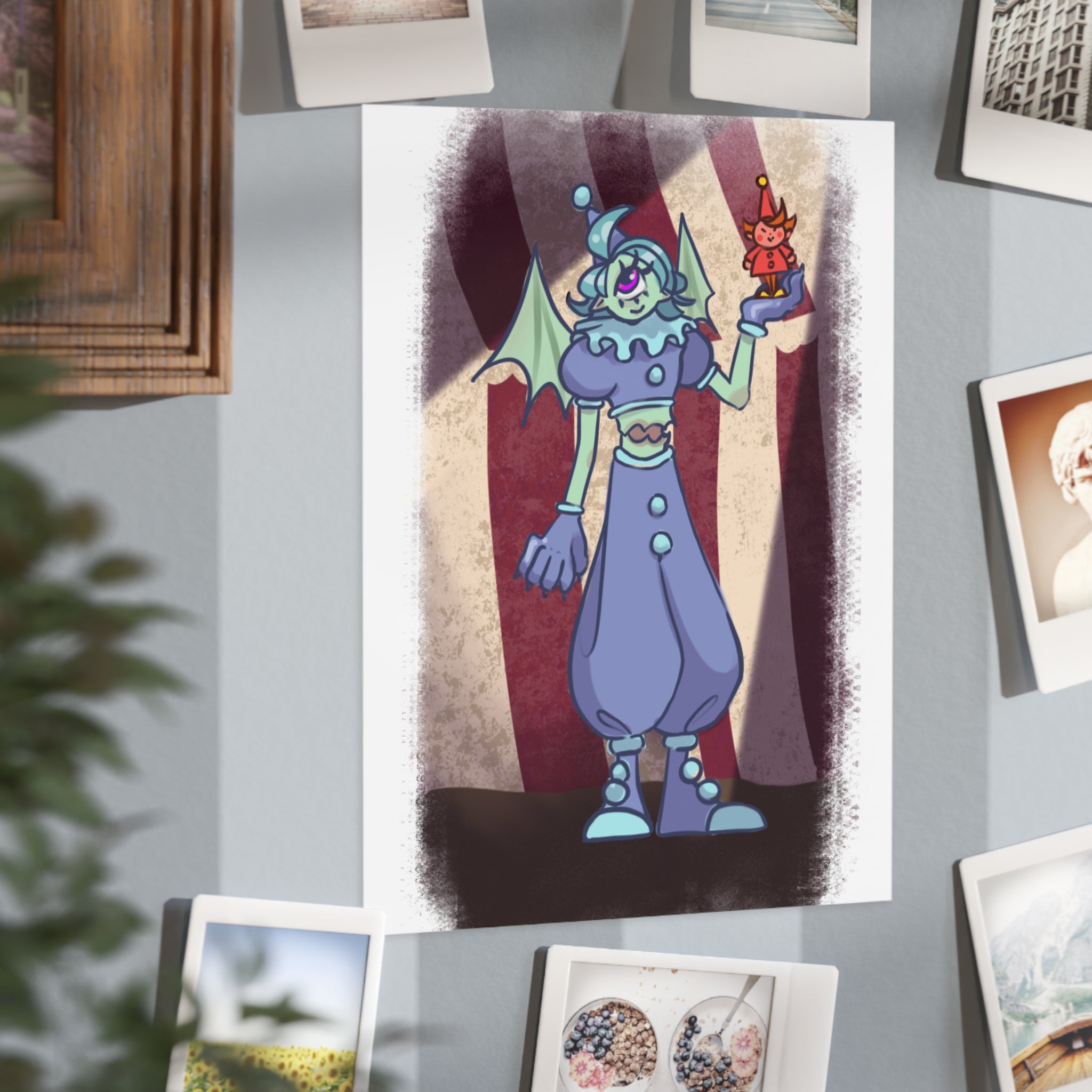 Creepy Carnival Clown Art Print — Unframed Horror Illustration