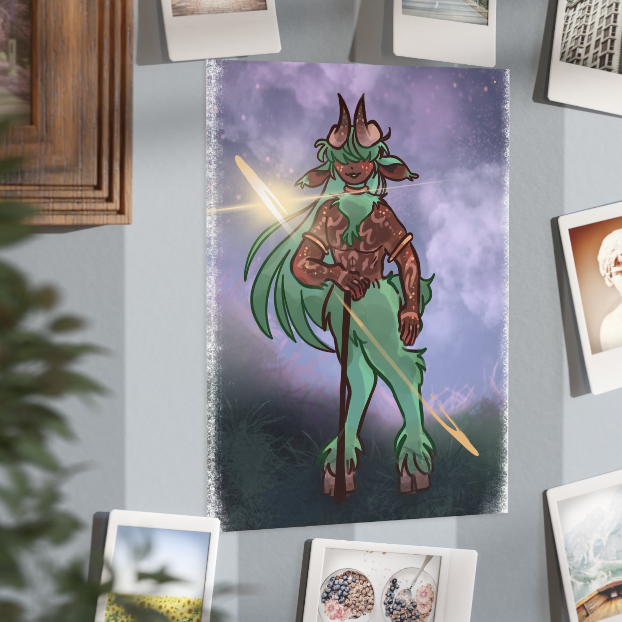 Mystic Satyroid Art Print — Light Green & Chocolate Unframed Print