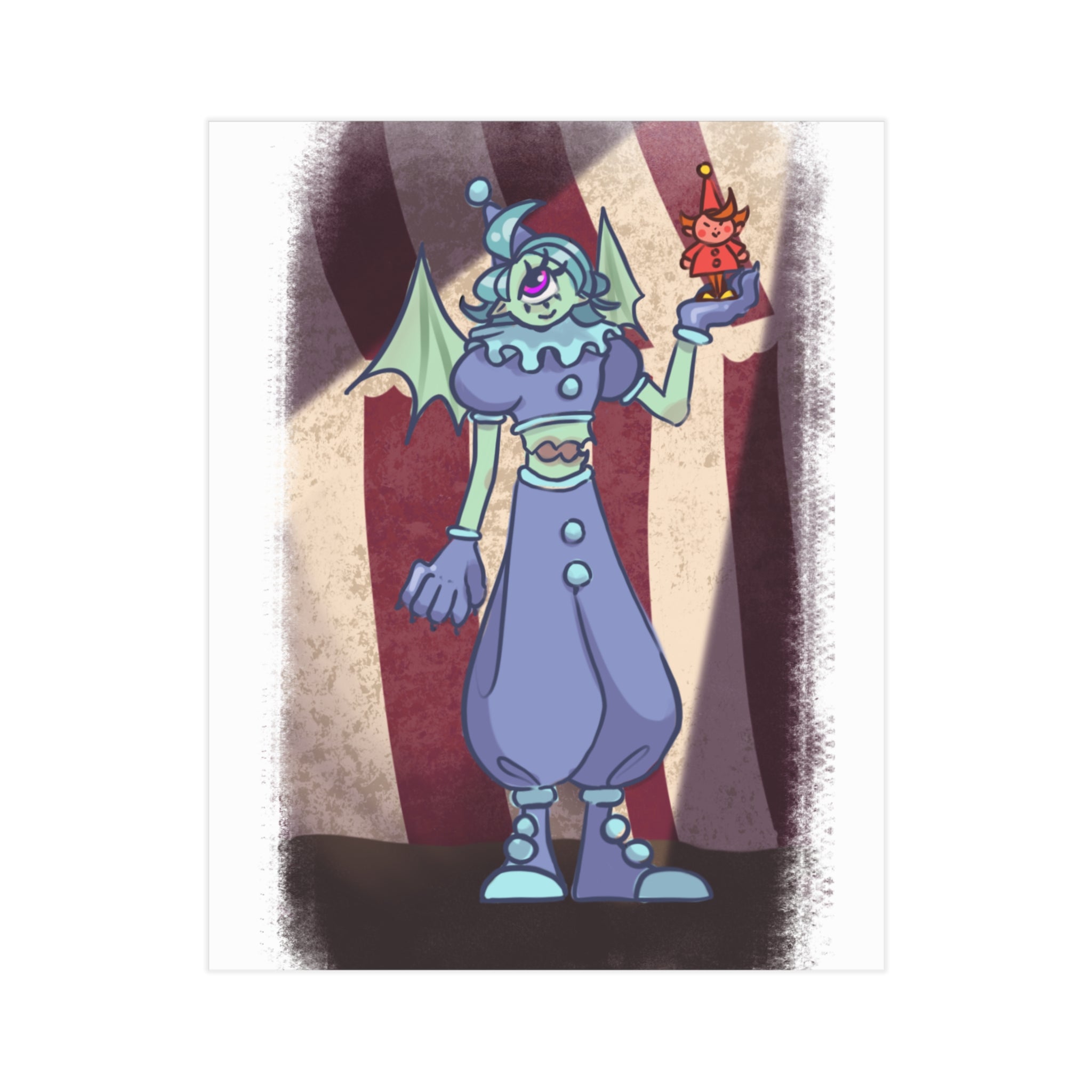 Creepy Carnival Clown Art Print — Unframed Horror Illustration