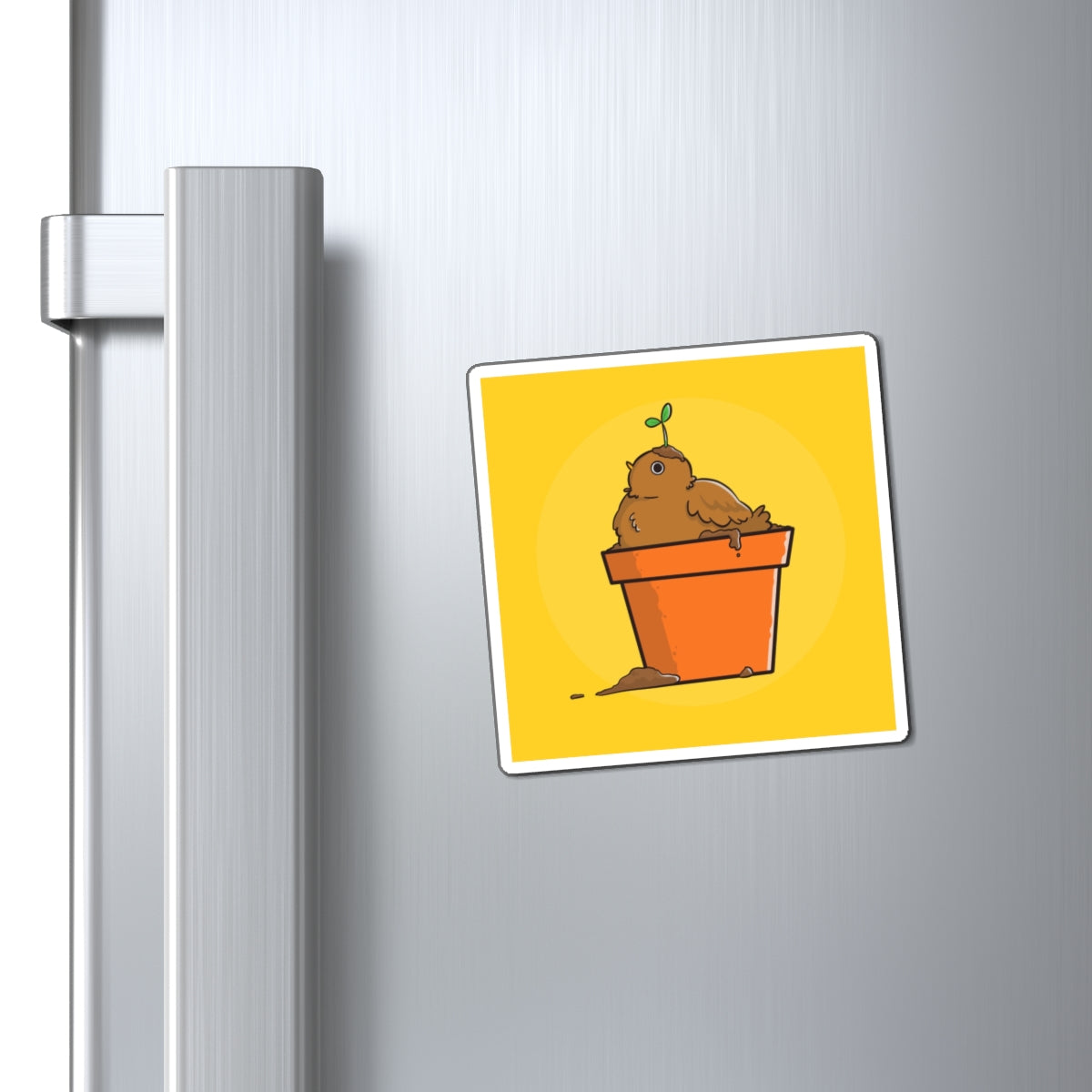 Cute Plantpot Bird Magnet — Whimsical Garden Decor Fridge Magnet