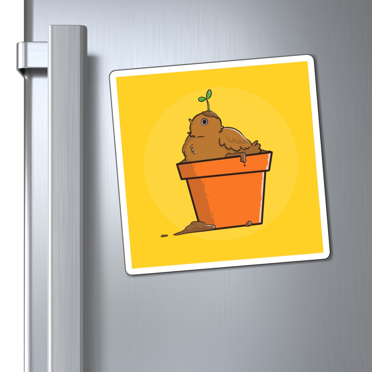Cute Plantpot Bird Magnet — Whimsical Garden Decor Fridge Magnet