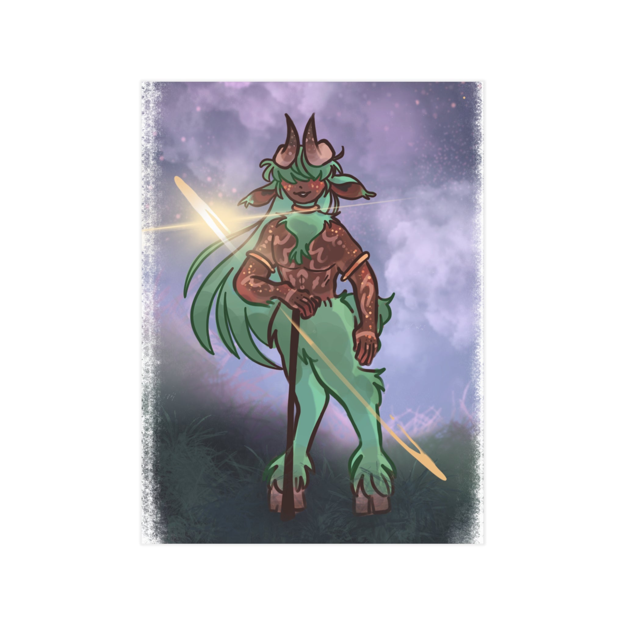 Mystic Satyroid Art Print — Light Green & Chocolate Unframed Print