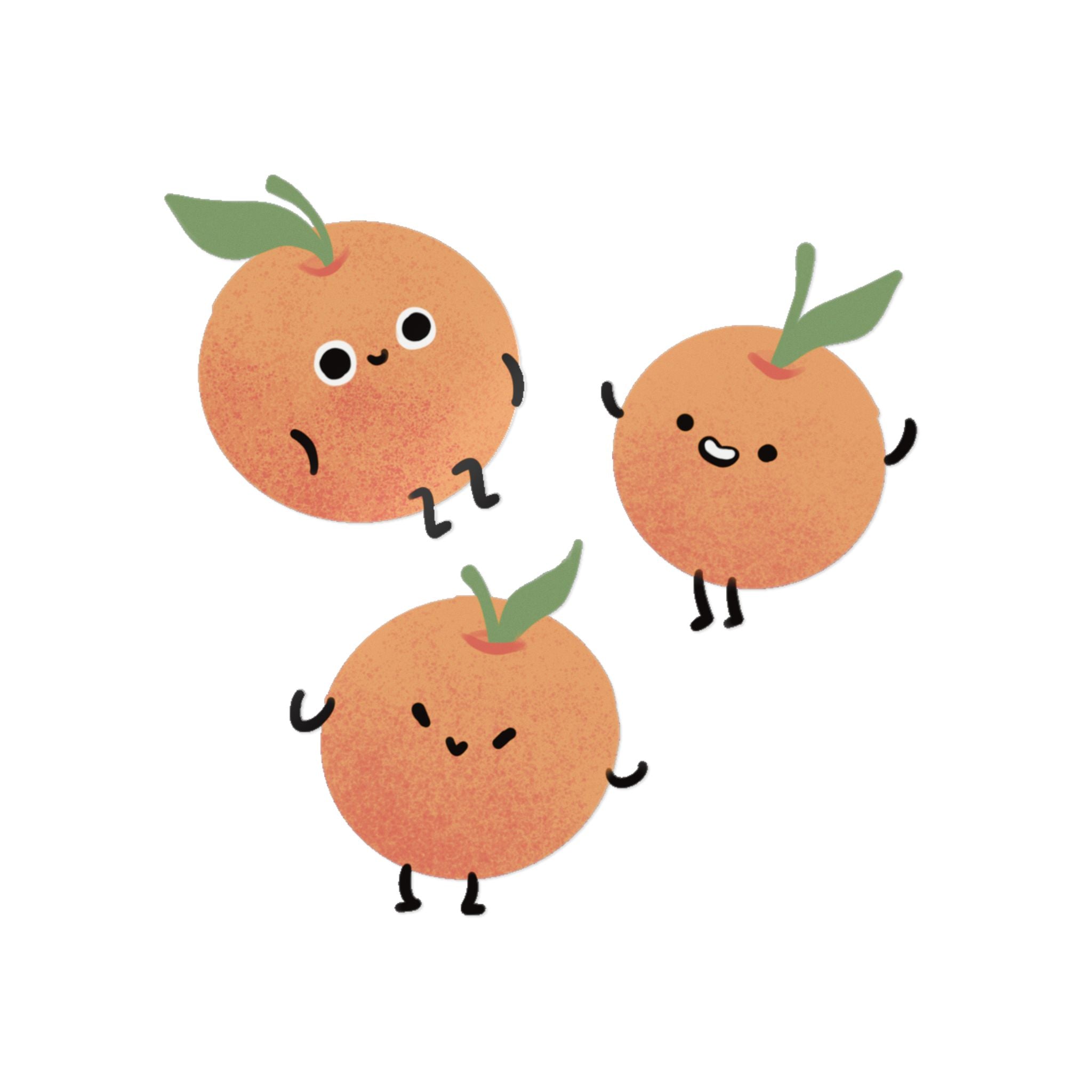 Kawaii Orange Friends Die-Cut Sticker Set — Cute Fruit DTF Stickers (3-Pack)