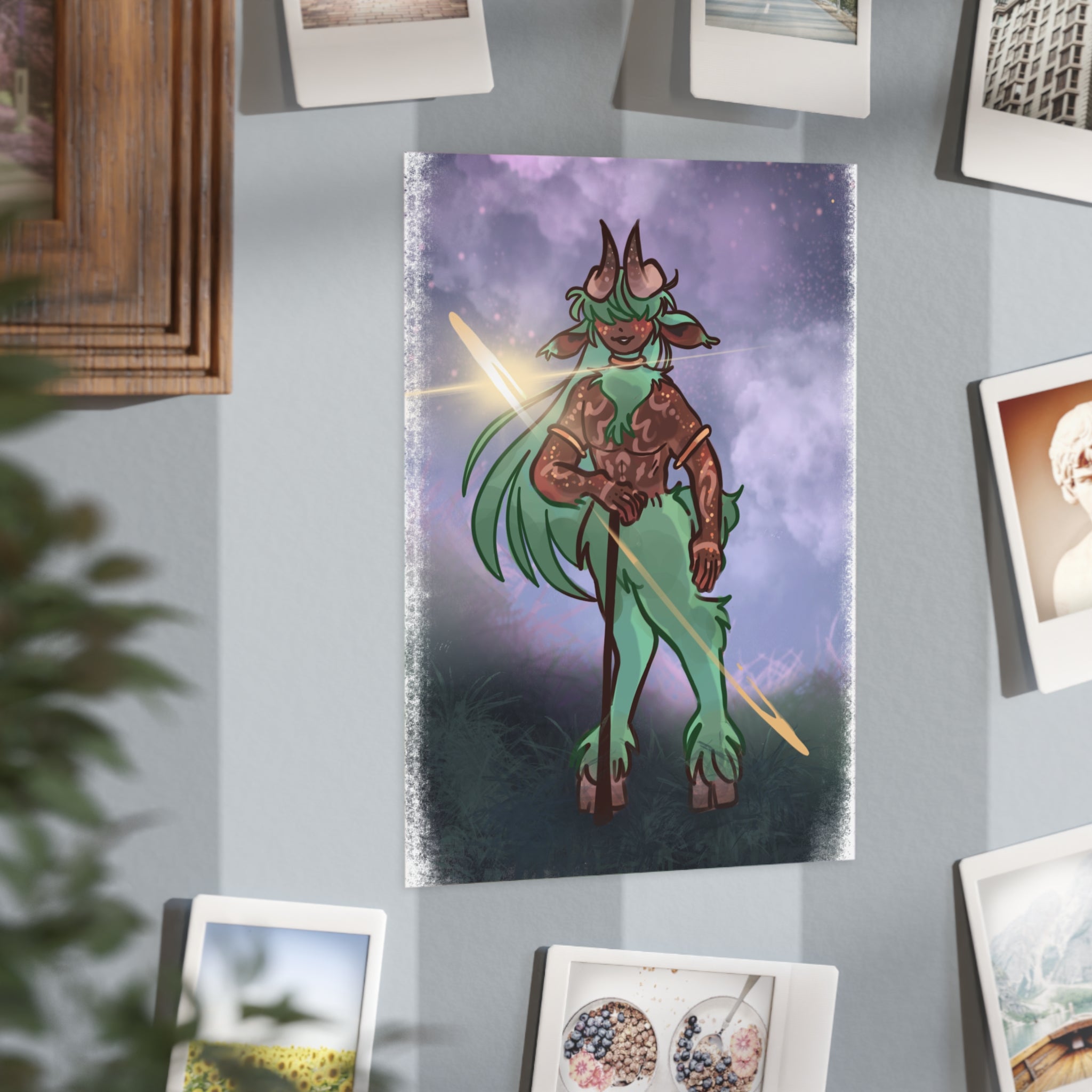 Mystic Satyroid Art Print — Light Green & Chocolate Unframed Print