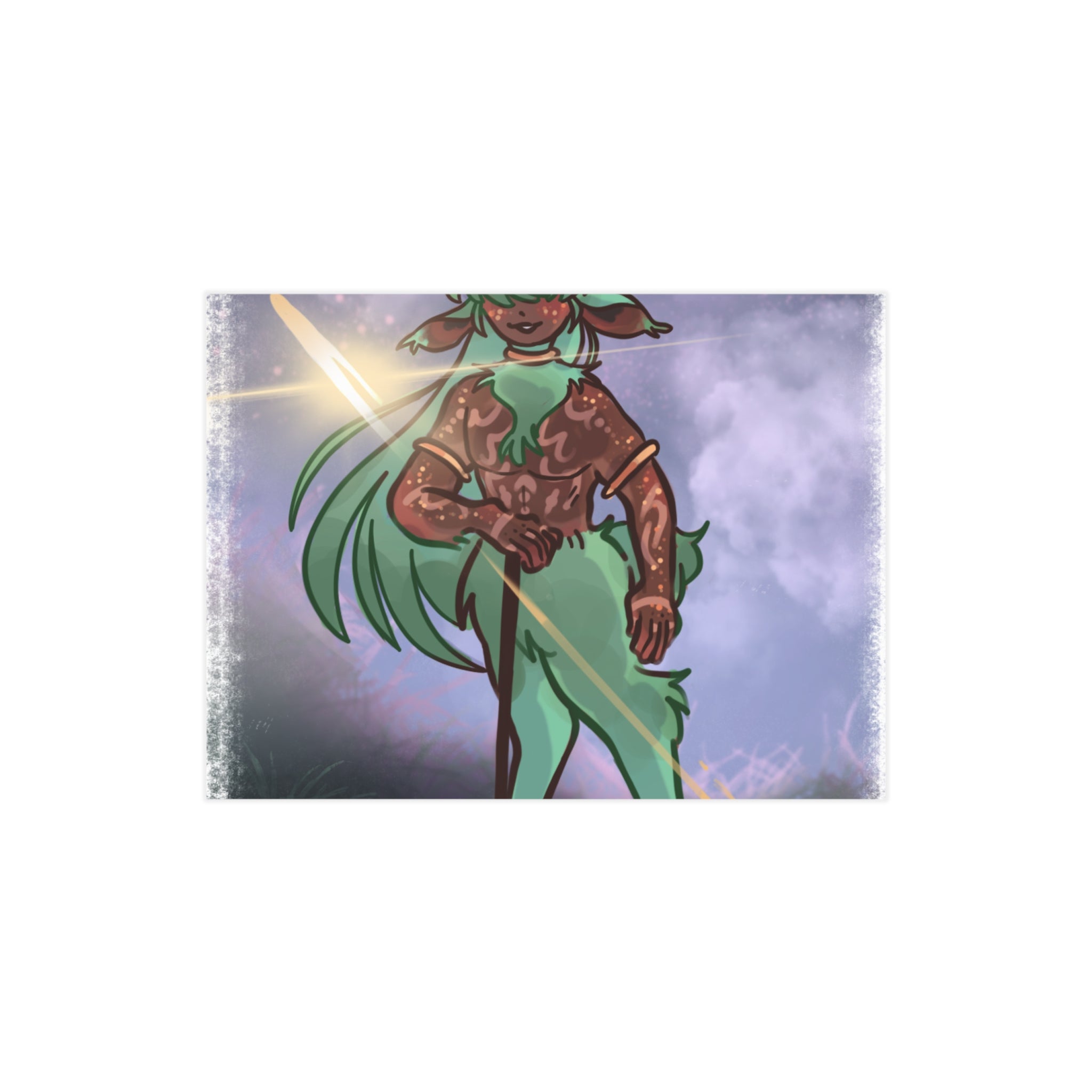Mystic Satyroid Art Print — Light Green & Chocolate Unframed Print