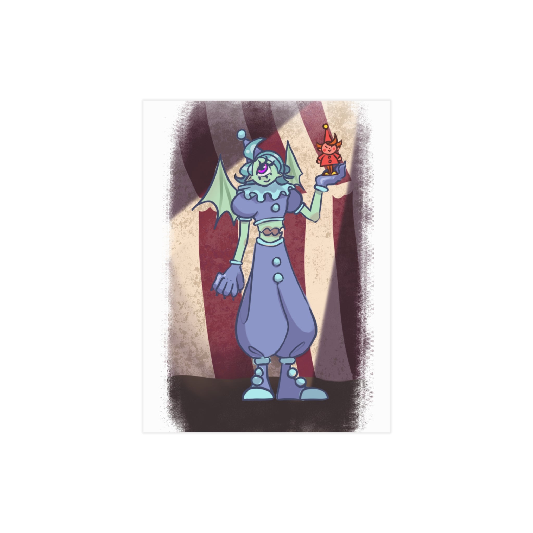 Creepy Carnival Clown Art Print — Unframed Horror Illustration