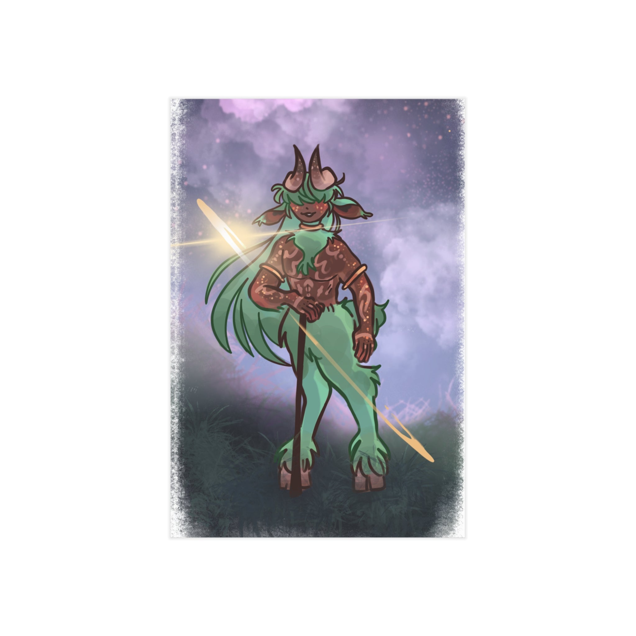 Mystic Satyroid Art Print — Light Green & Chocolate Unframed Print