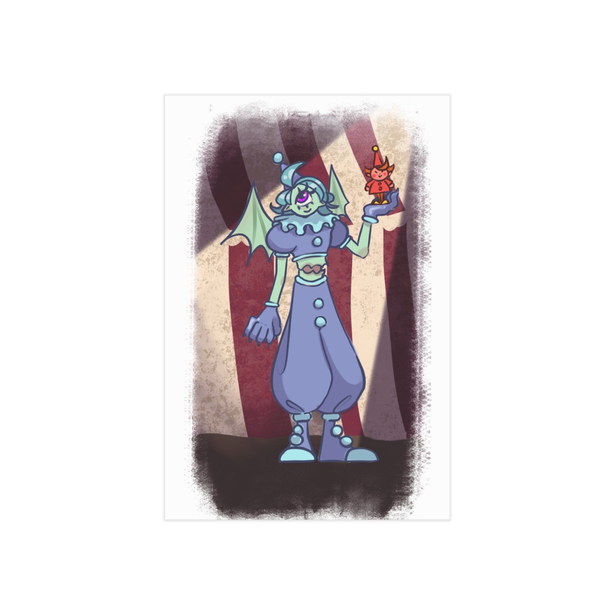Creepy Carnival Clown Art Print — Unframed Horror Illustration