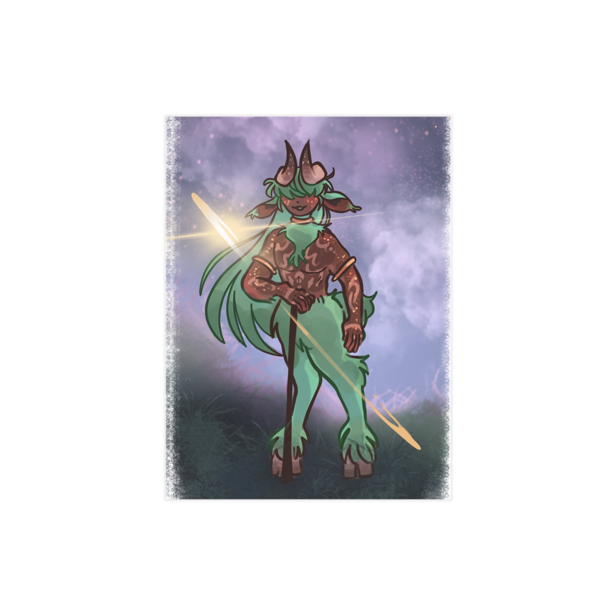 Mystic Satyroid Art Print — Light Green & Chocolate Unframed Print